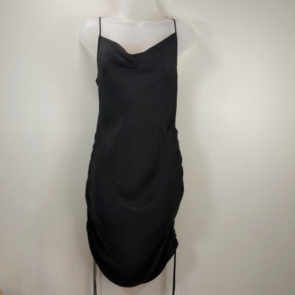 Free People Dresses & Skirts - Intimately Free People Cowl Neck Ruched Slip Dress Black, Size XS